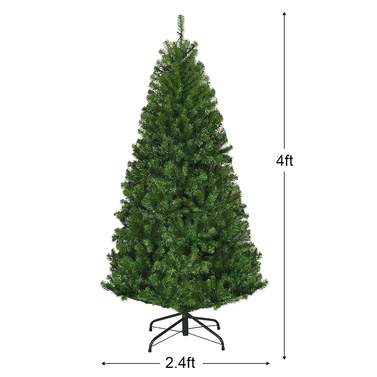 4Ft Pre-Lit Artificial Christmas Tree Hinged 100 LED Lights