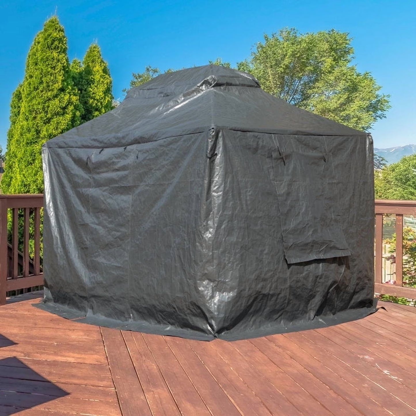 Gazebo Accessories 12' X 12' Double Roof Universal Winter Gazebo Cover for Hardtop Gazebos,Enclosed Cover with Sidewalls and Mesh Windows Waterproof (White) by