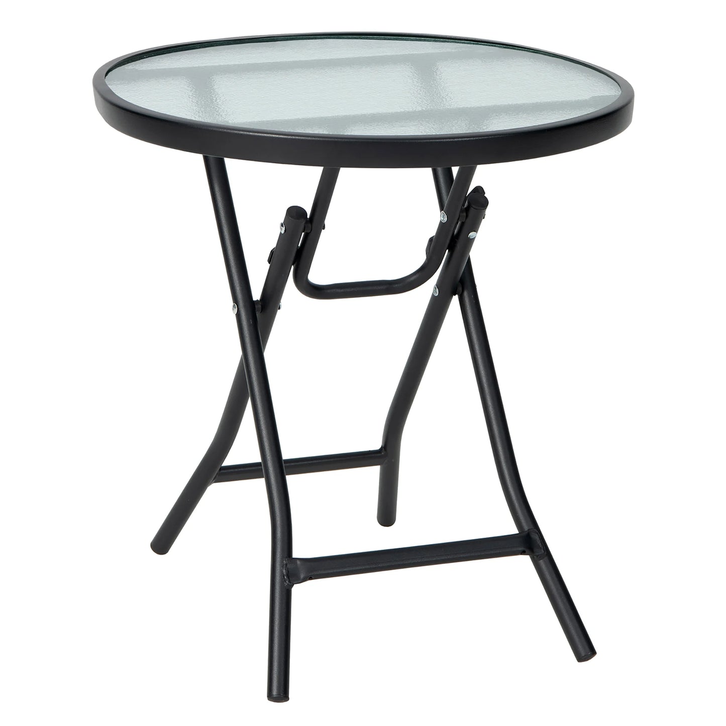 Patio Folding round Glass Side Table Bistro Coffee Table Plant Stand