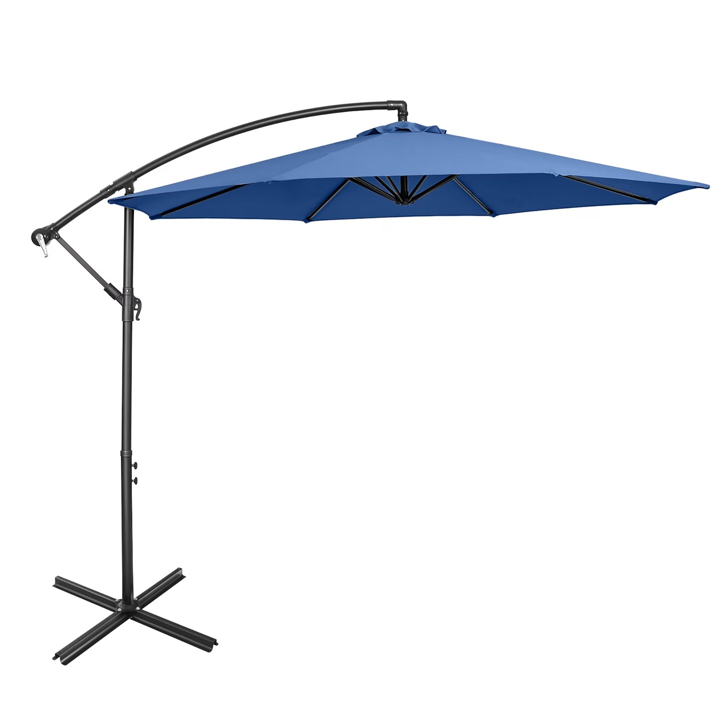 10 FT Patio Offset Umbrella W/8 Ribs Cross Base Tilt Grey