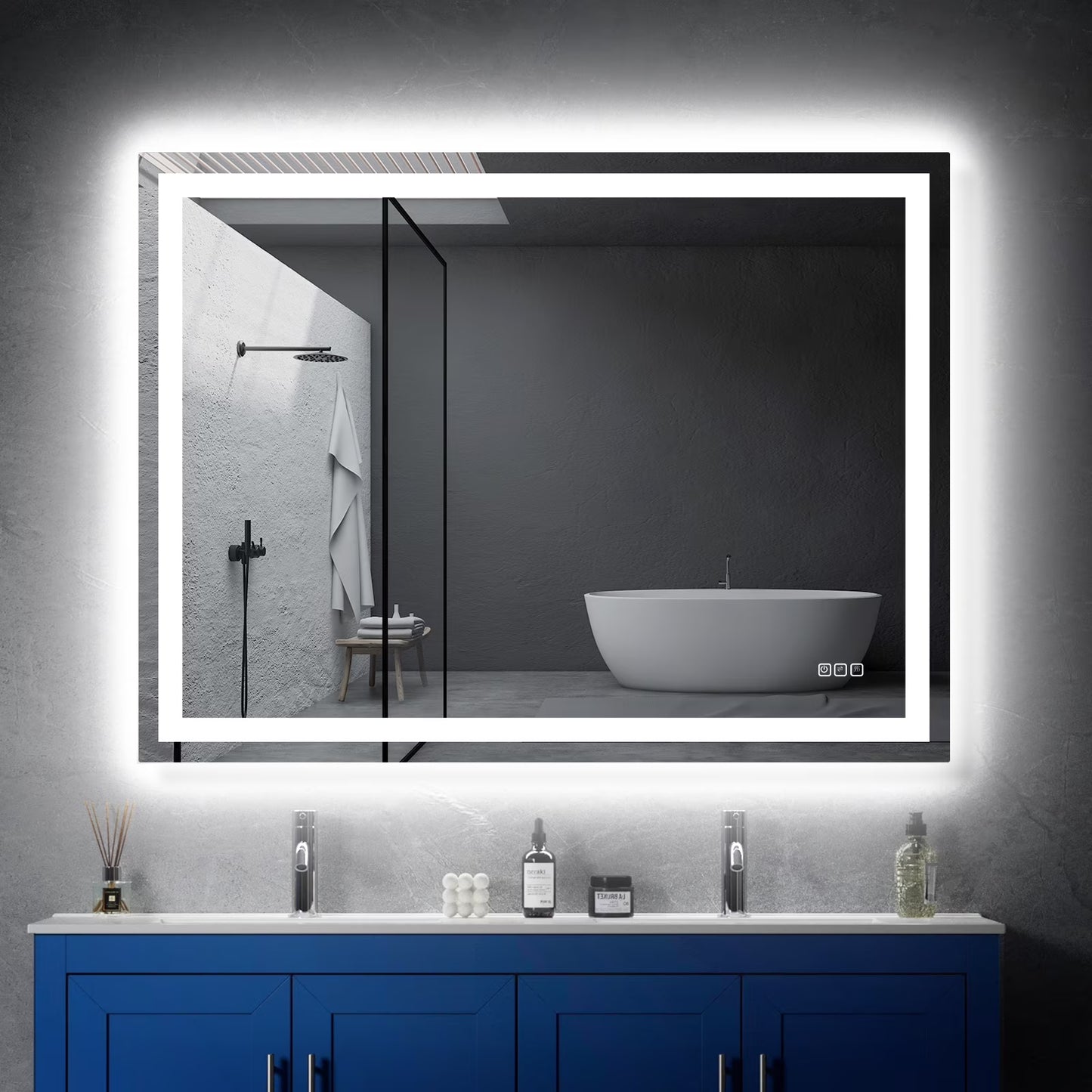 24” X 36” LED Bathroom Mirror with Lights, Wall Mounted Vanity Mirror with Front & Backlit, Anti-Fog, Dimmable Touch Control, Horizontal & Vertical Installation