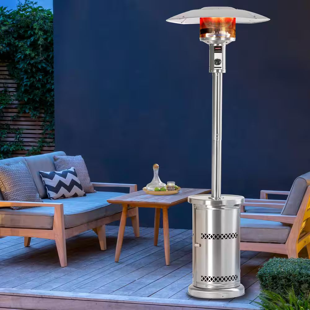 48,000 Btu'S Patio Heater, Outdoors Gas Patio Heaters Floor Standing Patio Heater Commercial Full Stainless Steel
