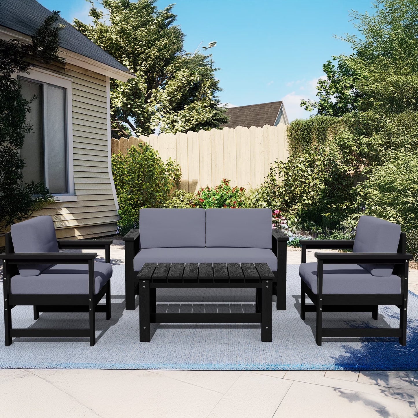 Patio Furniture Sets on Sale, 2 Pieces Patio Chairs W/ Cushions, Gray