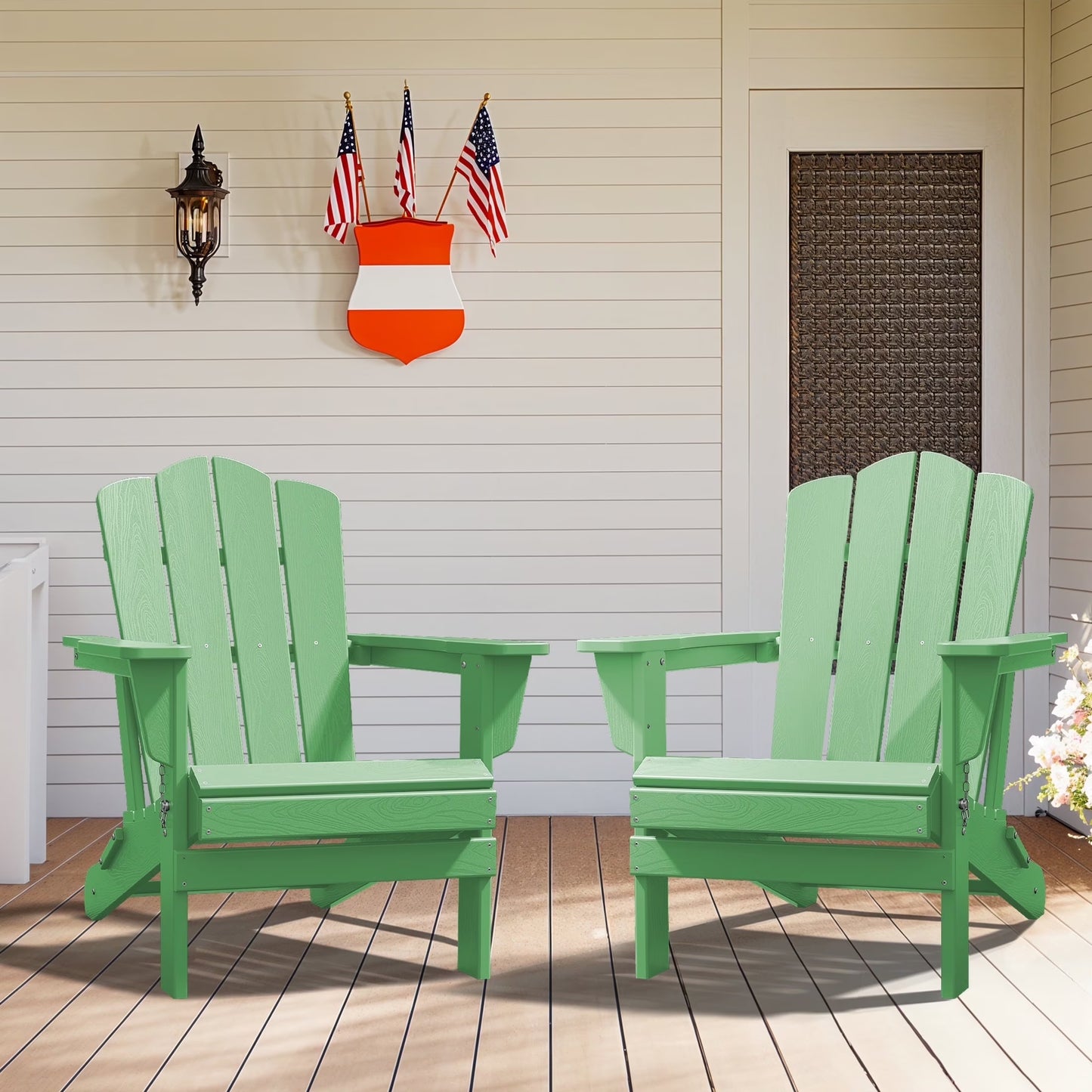 Adirondack Chair, Plastic Folding Outdoor Patio Lawn Chairs, outside HDPE Chairs for Lawn, Yard, Black