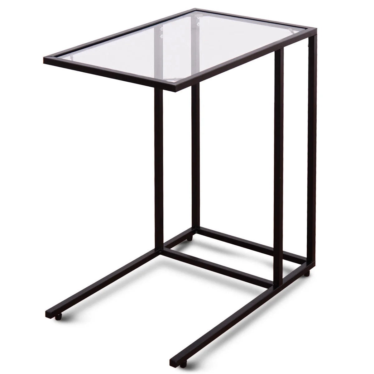 Coffee Tray Side Sofa End Table Ottoman Couch Stand TV Lap Snack W/Glass Top New