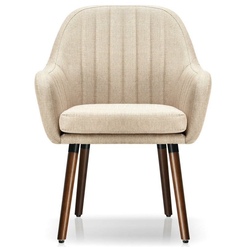 Set of 2 Fabric Upholstered Accent Chairs with Wooden Legs