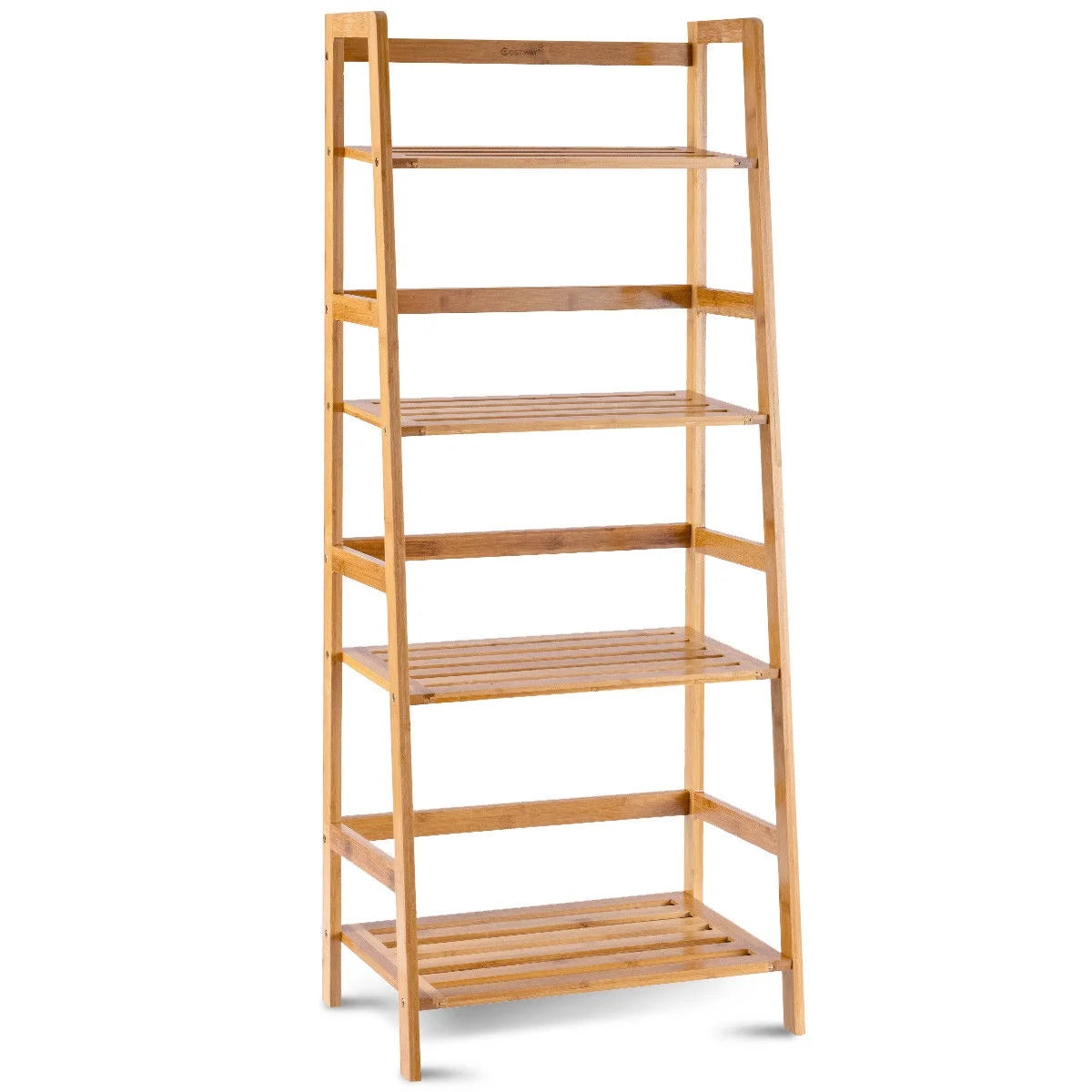 Multifunctional 4 Shelf Bamboo Bookcase Ladder Plant Flower Stand Rack Storage