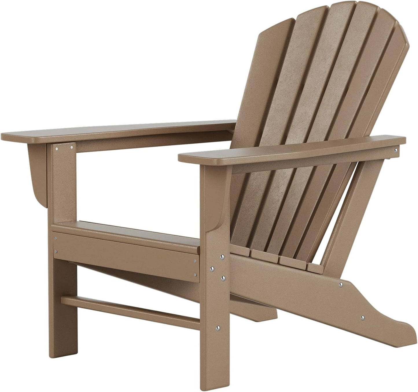 WO Home Furniture Set of 2Pcs HDPE Adirondack Chairs, Traditional Loungers, Retro Poly Seat, All Weather Resistant for Patio, Outdoor, Balcony, Backyard, Lawn, Patio, Pool, Deck, Weathered Wood