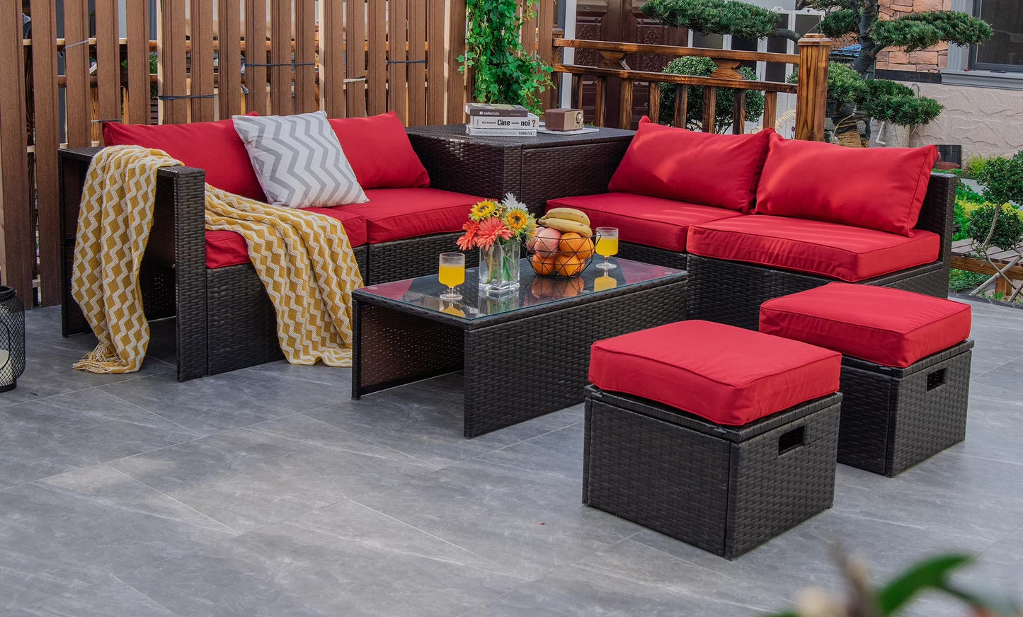 8-Piece Rattan Outdoor Patio Dining Set, Black