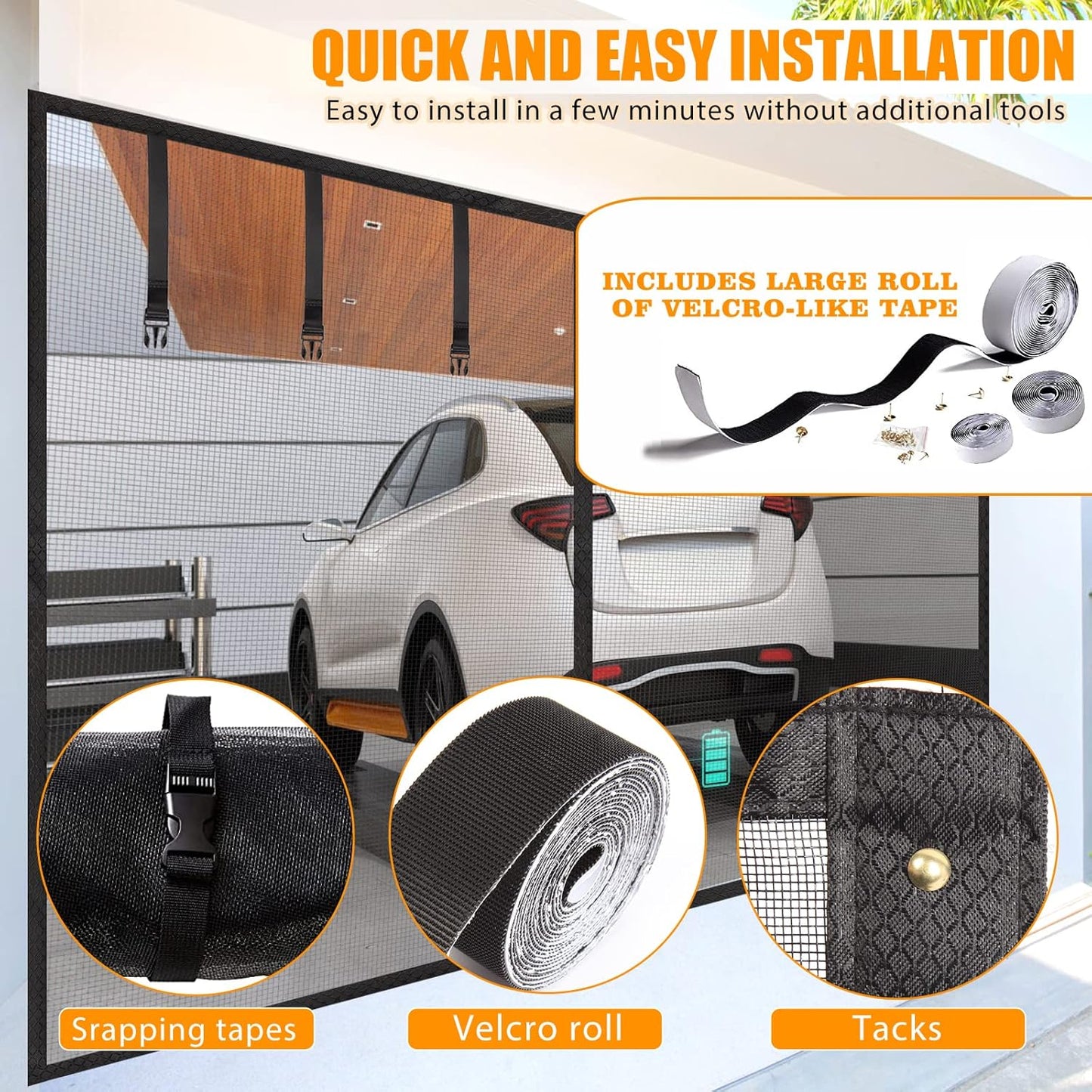 Garage Screen Doors for 2 Car Garage-18X8Ft Fiberglass 3000G/6.7Lb Durable Heavy