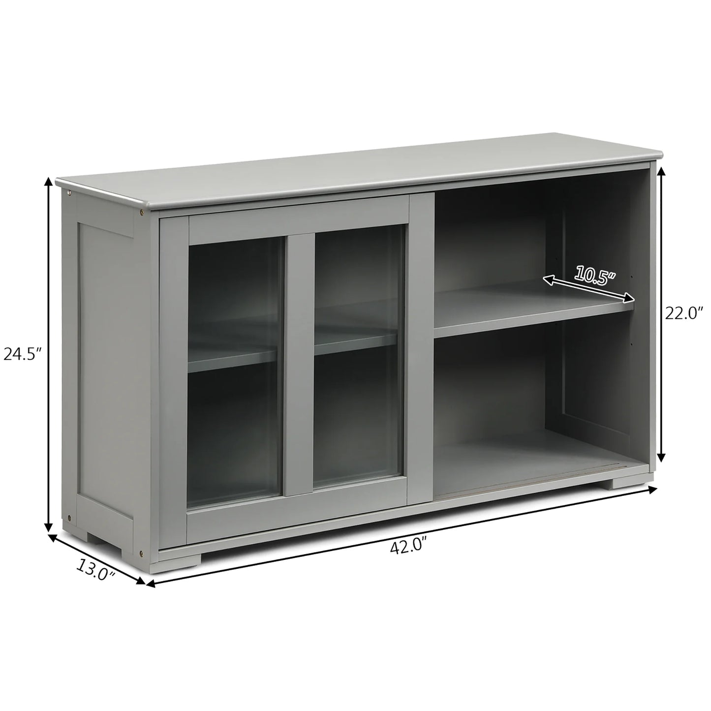 Kitchen Storage Cabinet Sideboard Buffet Cupboard W/ Sliding Door Gray