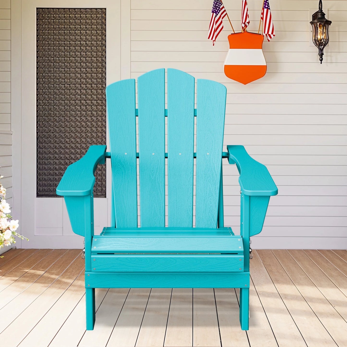 Adirondack Chair, Plastic Folding Outdoor Patio Lawn Chairs, outside HDPE Chairs for Lawn, Yard, Black