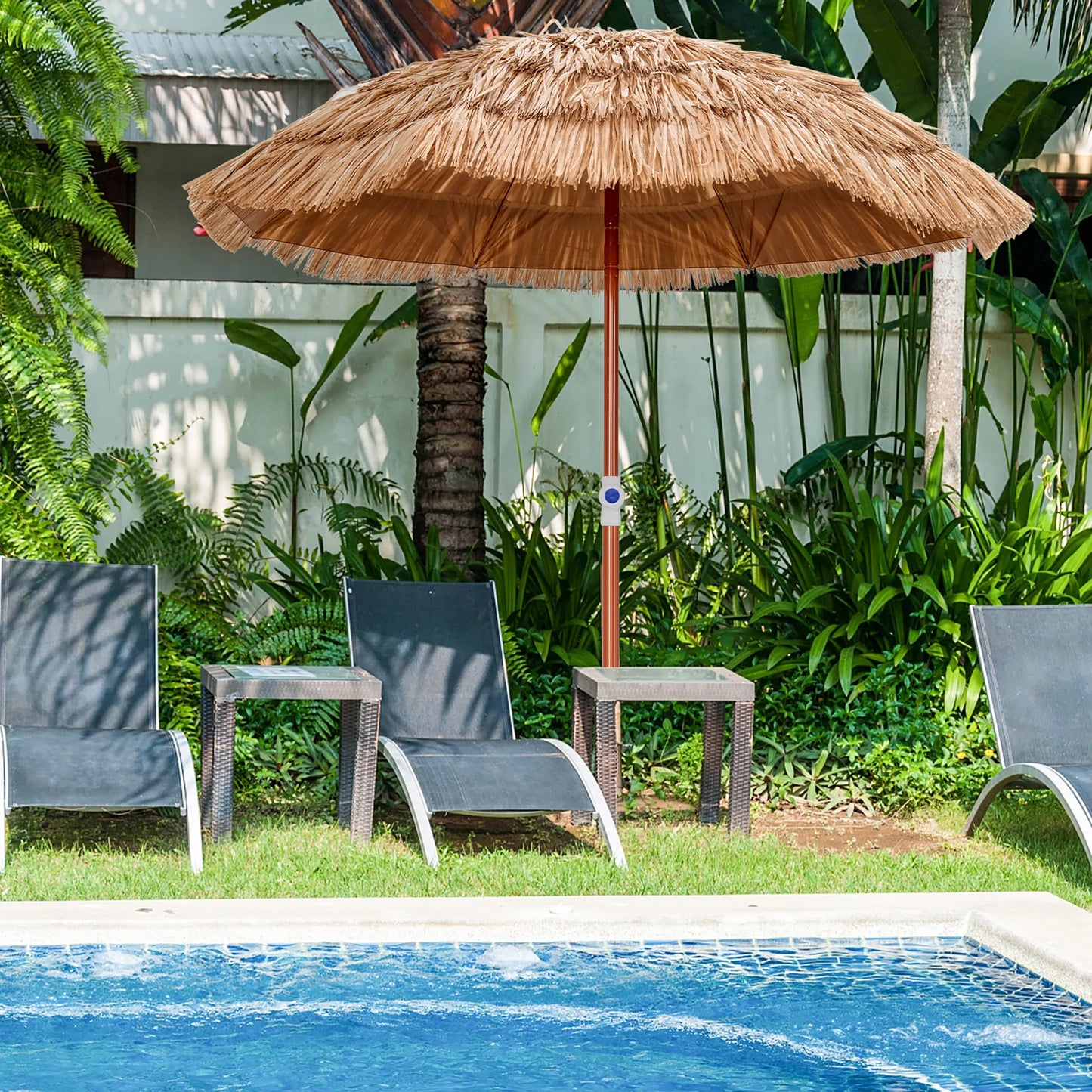 Patio 6FT Tropical Thatched Tiki Beach Umbrella Portable Outdoor Market Tilt
