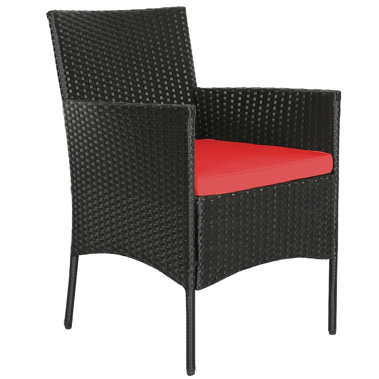 4PCS Patio Rattan Furniture Set Cushioned Sofa Coffee Table Backyard Porch Red