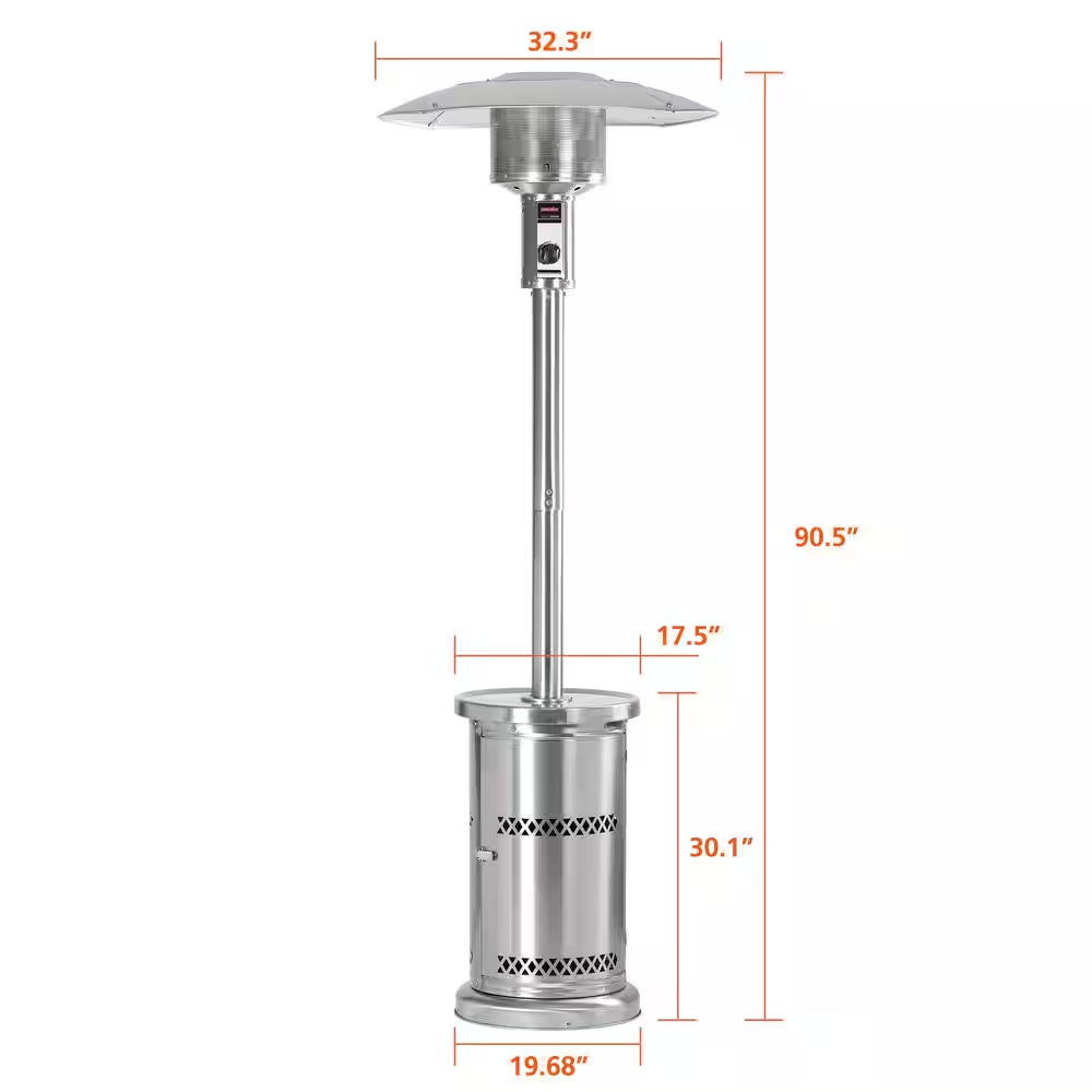 48,000 Btu'S Patio Heater, Outdoors Gas Patio Heaters Floor Standing Patio Heater Commercial Full Stainless Steel
