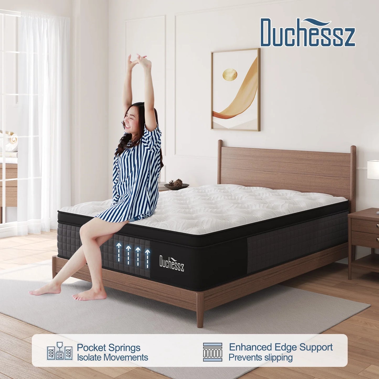 Full Mattress 12 Inch Hybrid Mattress in a Box Gel Foam Mattress Euro Top Individually Wrapped Pocket Coils Innerspring Mattress