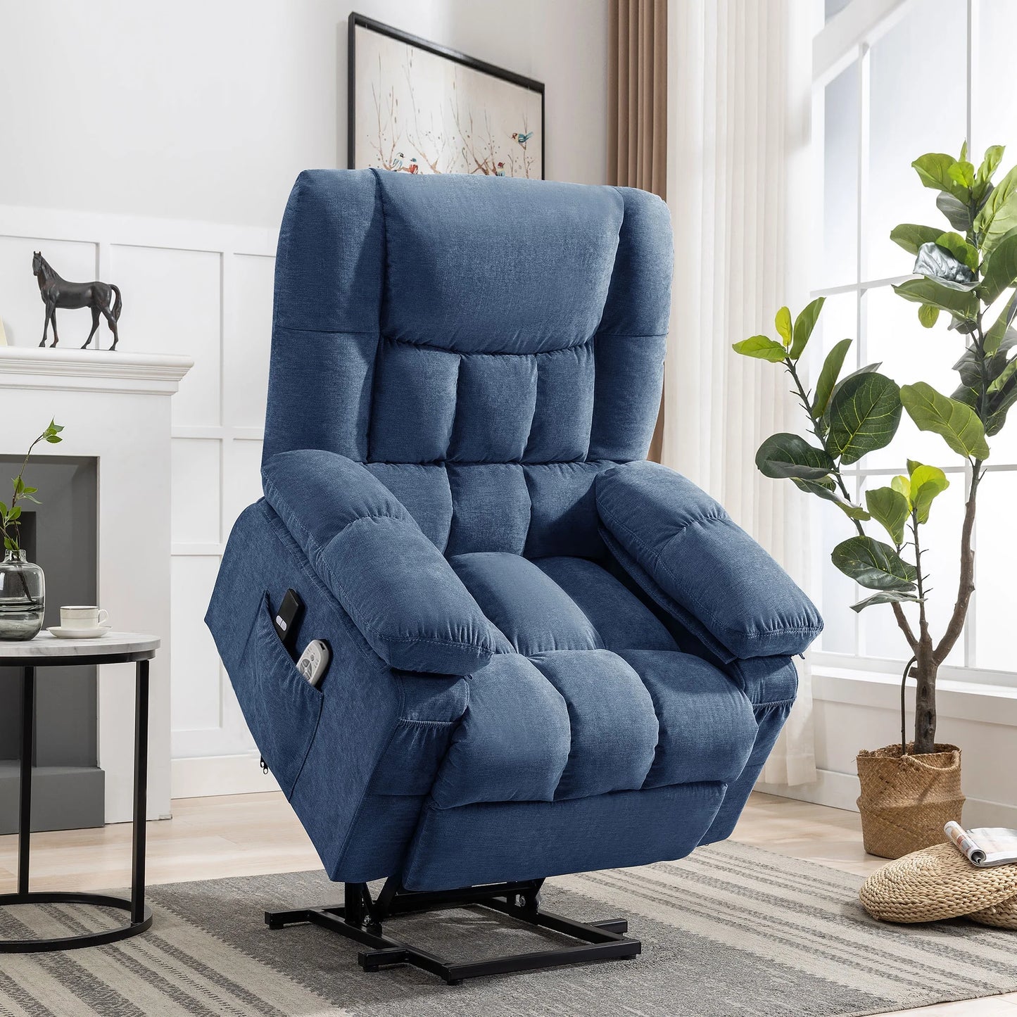 Power Lift Recliner Chair Recliners for Elderly with Heat and Massage Recliner Chair for Living Room with Infinite Position and Side Pocket,Usb Charge Port,Grey