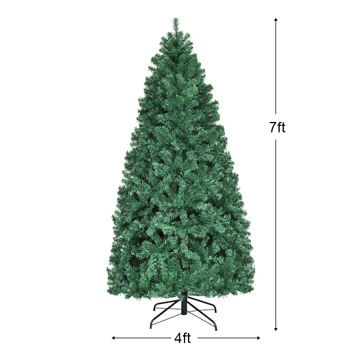 7Ft Pre-Lit PVC Hinged Christmas Tree 300 LED Lights Green
