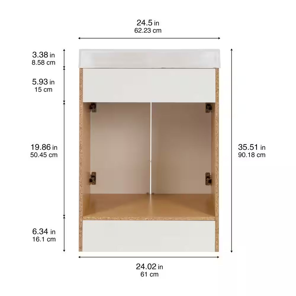25 In. Single Sink White Bath Vanity with Cultured Marble Top (Assembled)
