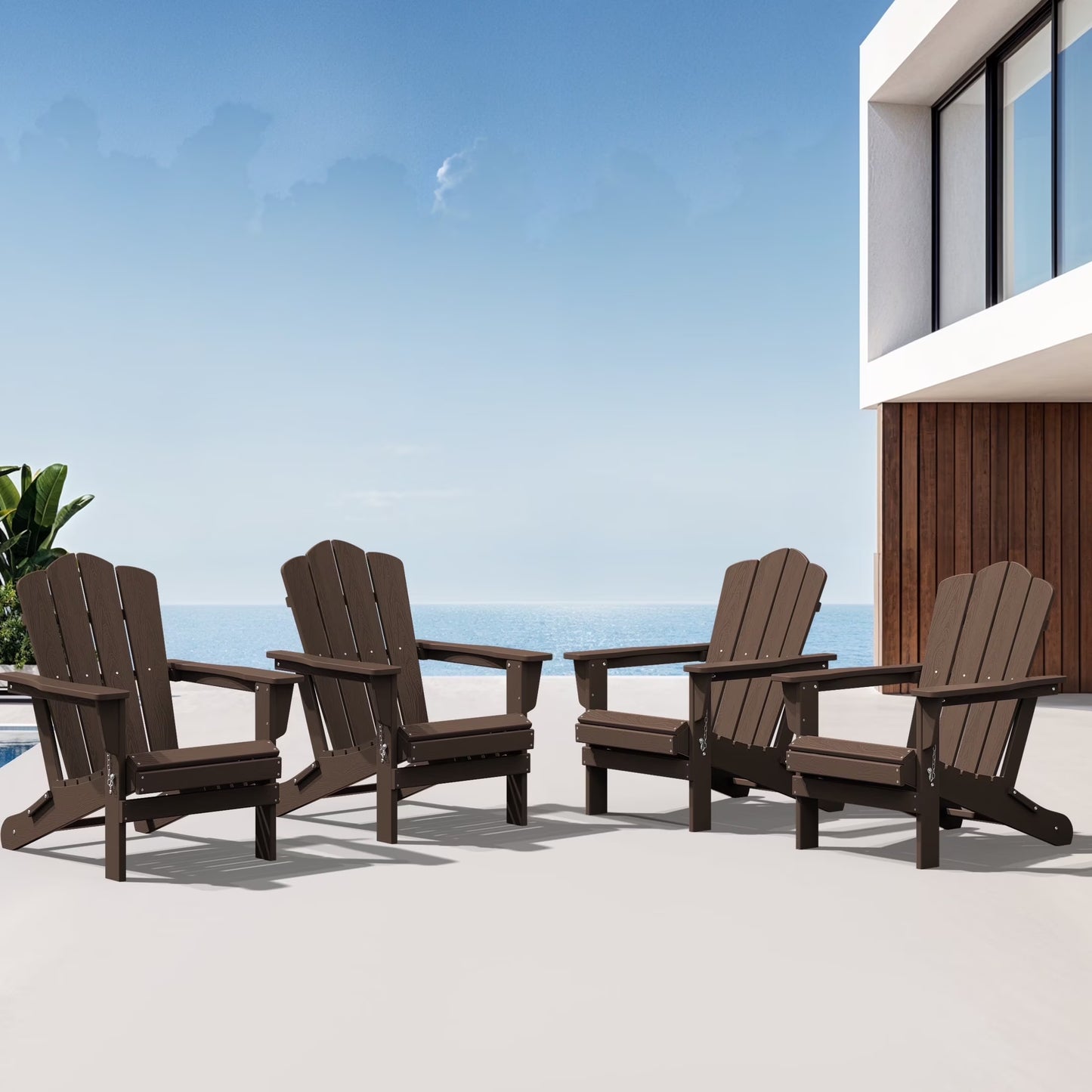 Adirondack Chair, Plastic Folding Outdoor Patio Lawn Chairs, outside HDPE Chairs for Lawn, Yard, Black