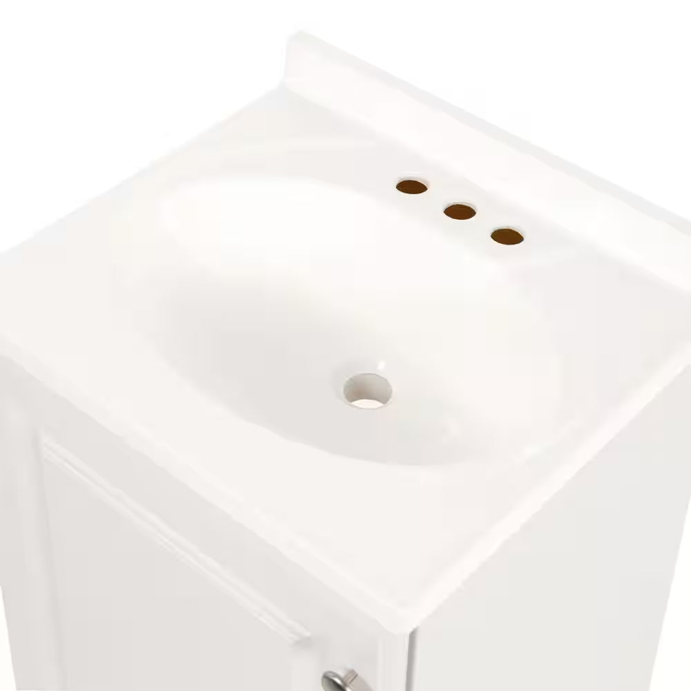 19 In. Single Sink White Bath Vanity with White Cultured Marble Top (Assembled)