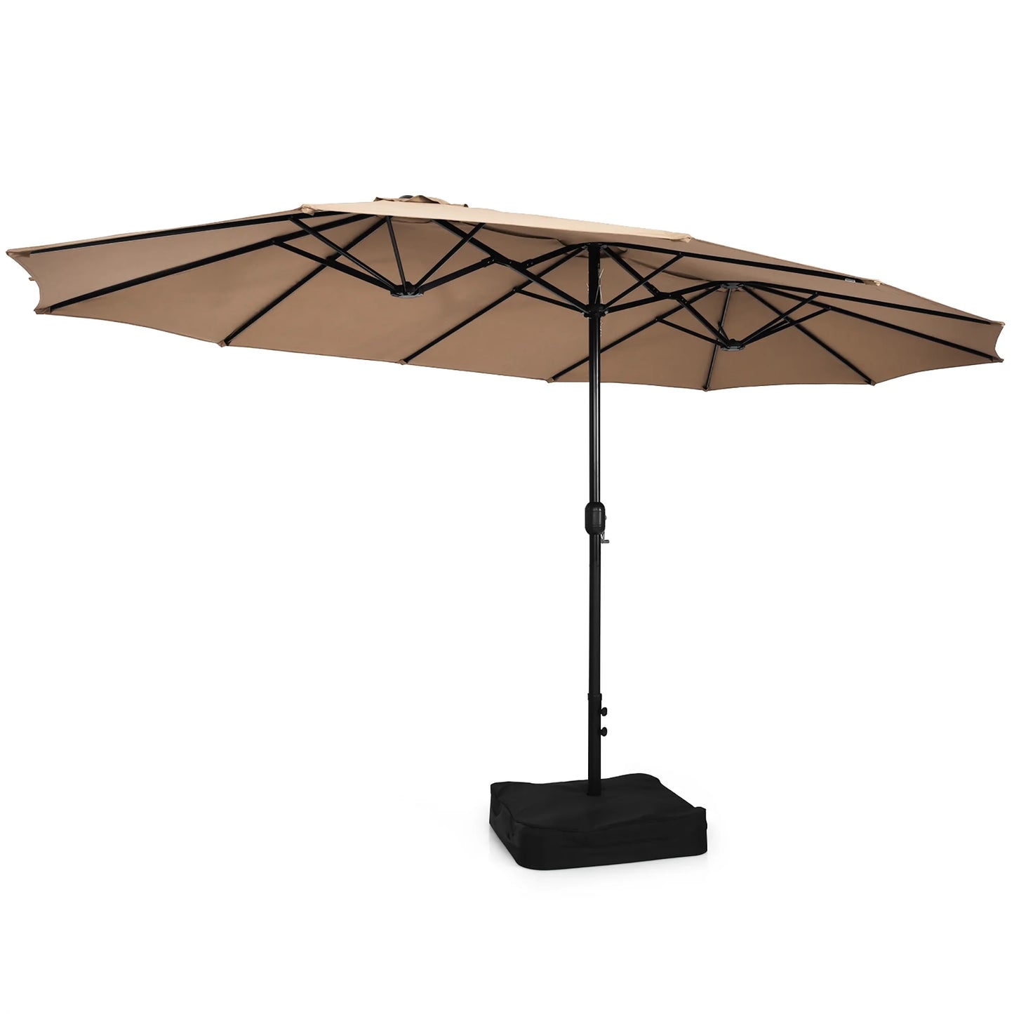 96" Coffee Rectangle Market Patio Umbrellas, Water-Resistant