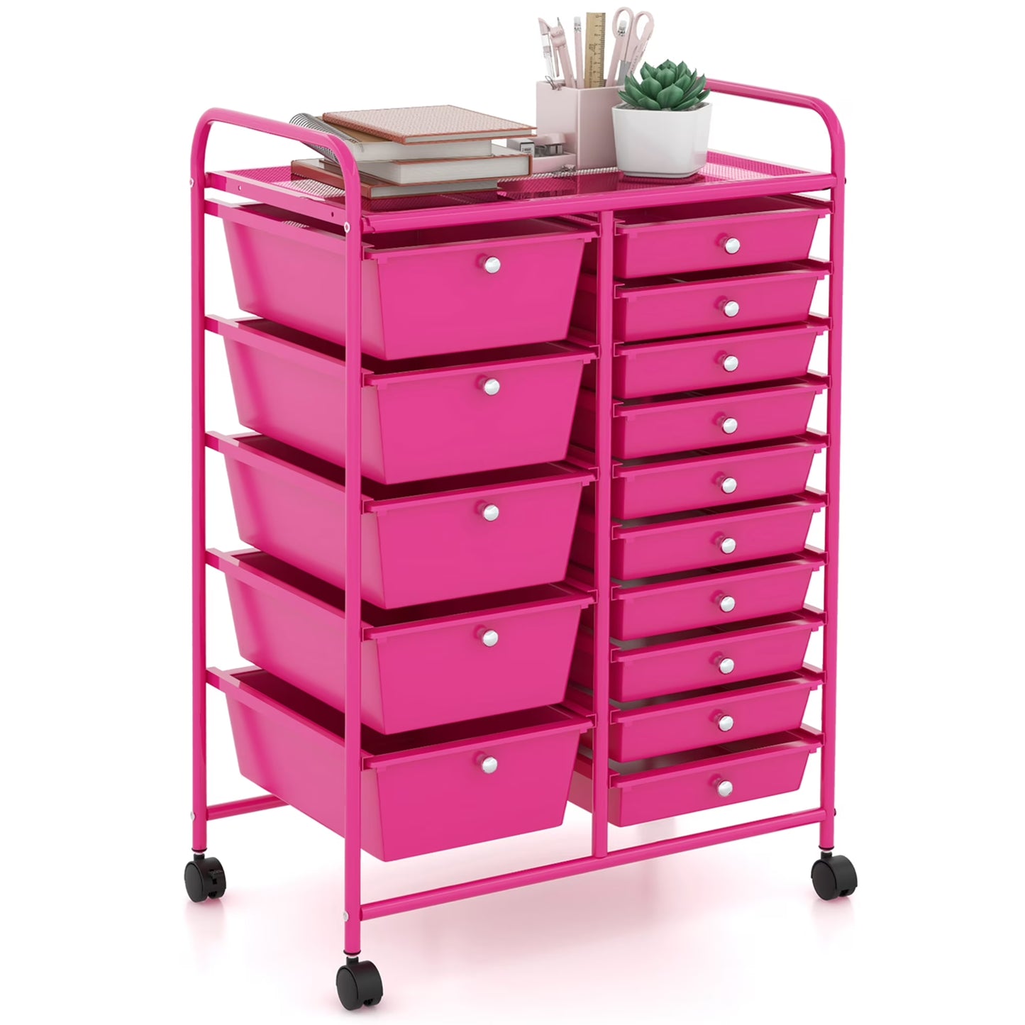 15 Drawer Rolling Storage Cart Tools Scrapbook Paper Office School Organizer Multi-Color