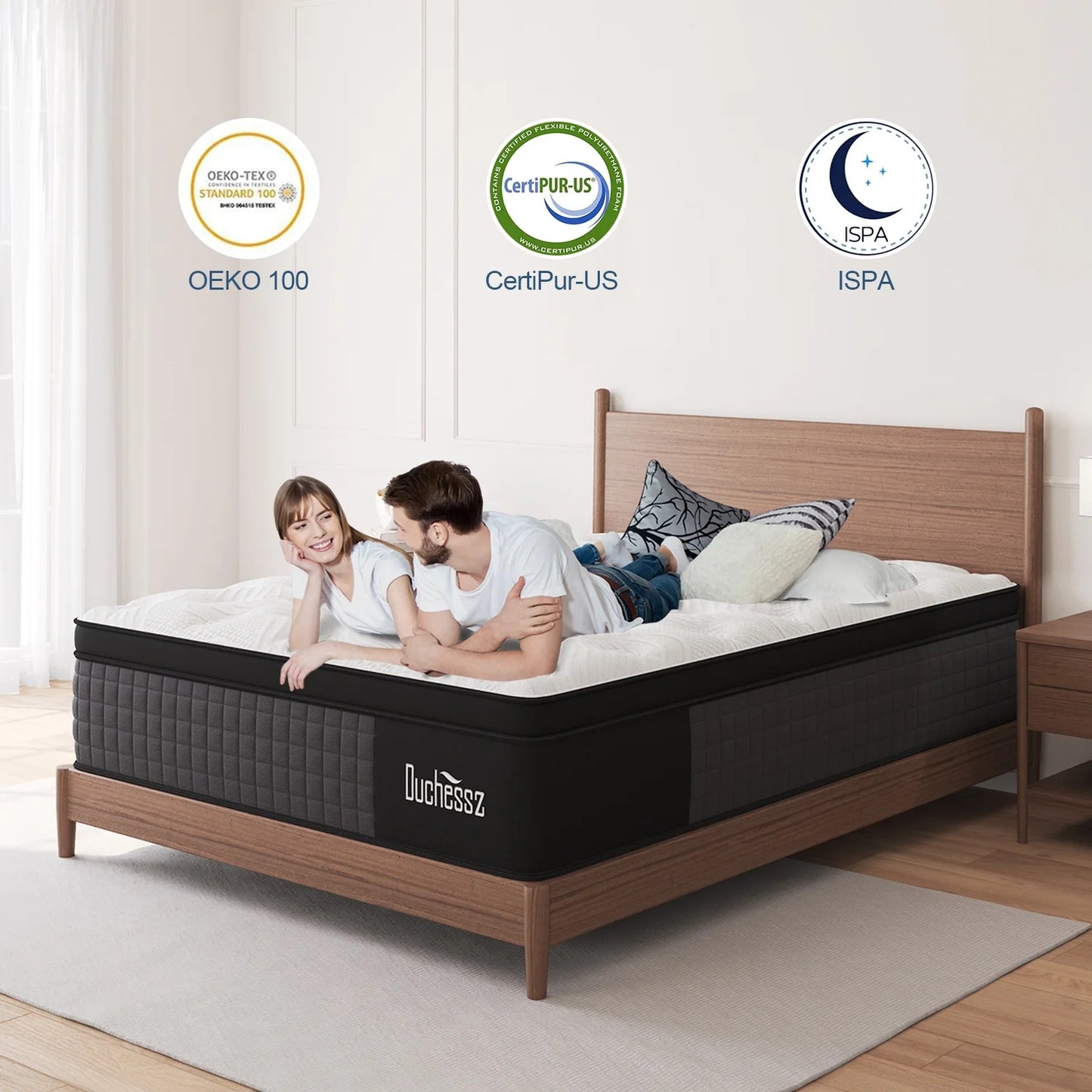 Full Mattress 12 Inch Hybrid Mattress in a Box Gel Foam Mattress Euro Top Individually Wrapped Pocket Coils Innerspring Mattress