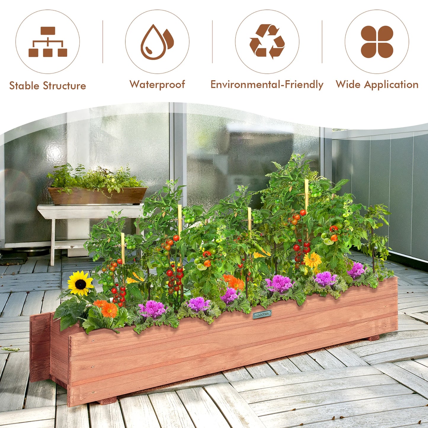 36 Inch Wooden Flower Planter Box Garden Yard Decorative Window Box Rectangular