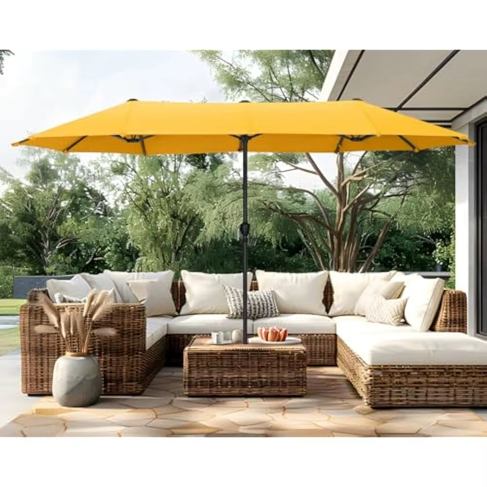13 FT Patio Umbrella, Patio Umbrellas Double-Sided Twin Outdoor Market Umbrellas with Crank, Outdoor Patio Umbrella