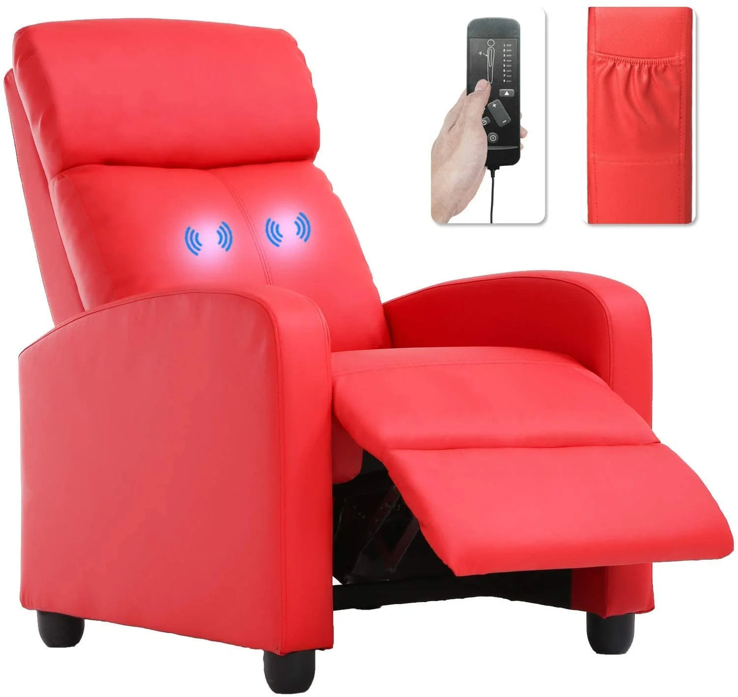 Recliner Chair for Adults Sofa Chair Recliner Massage Recliner Chair Ergonomic Lounge with Remote Control Gaming Recliner Chair Soft Reading Chair Living Room Chair Single Theater Seating Chair, Black