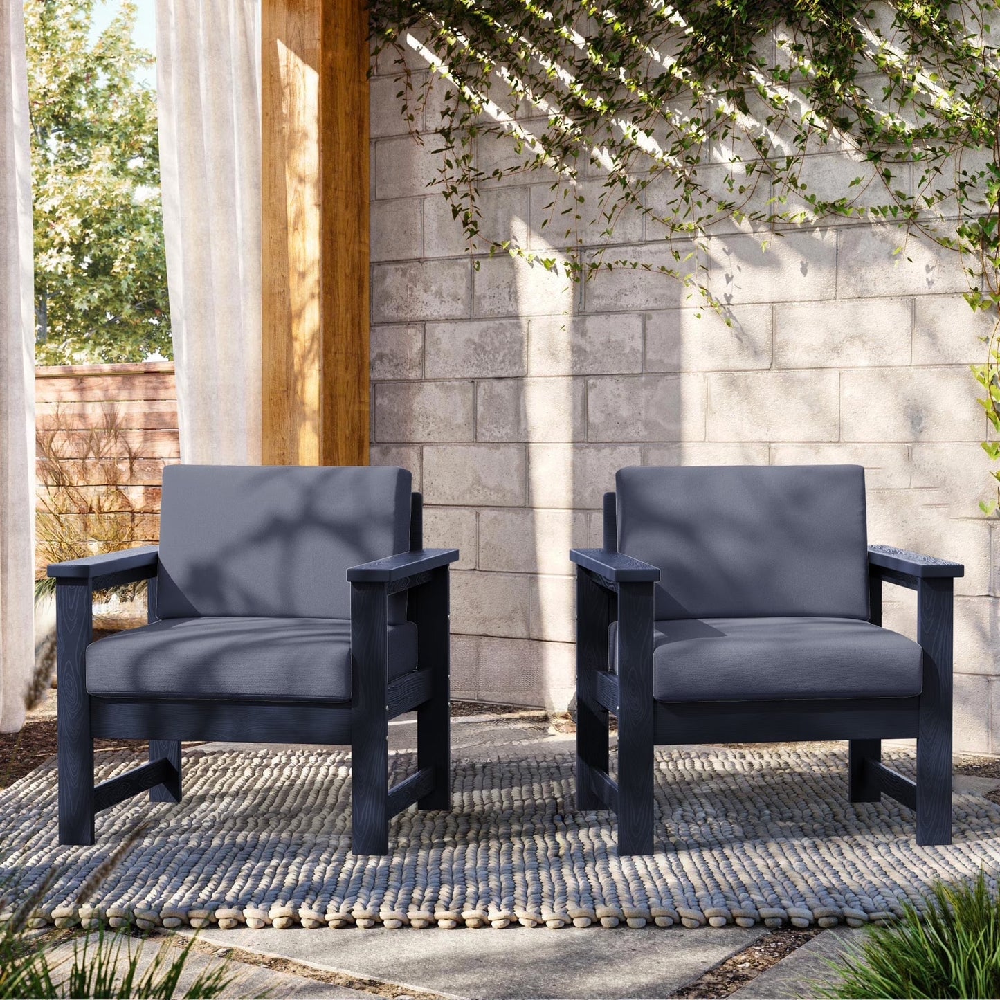 Patio Furniture Sets on Sale, 2 Pieces Patio Chairs W/ Cushions, Gray