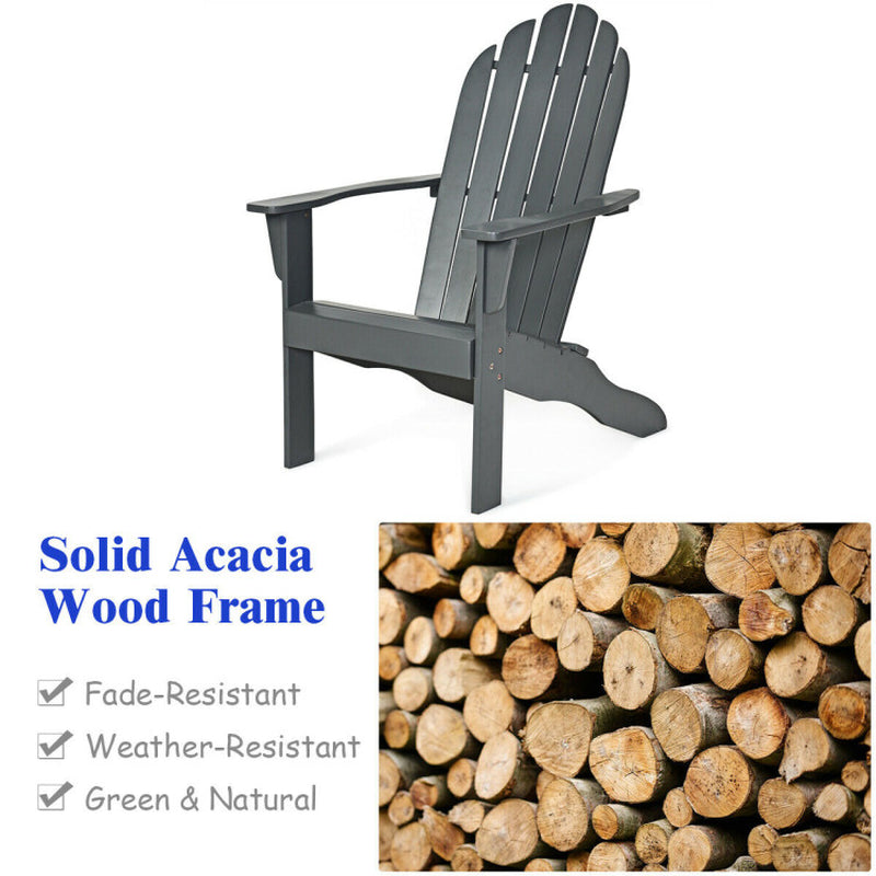 Acacia Wood Outdoor Adirondack Chair with Ergonomic Design