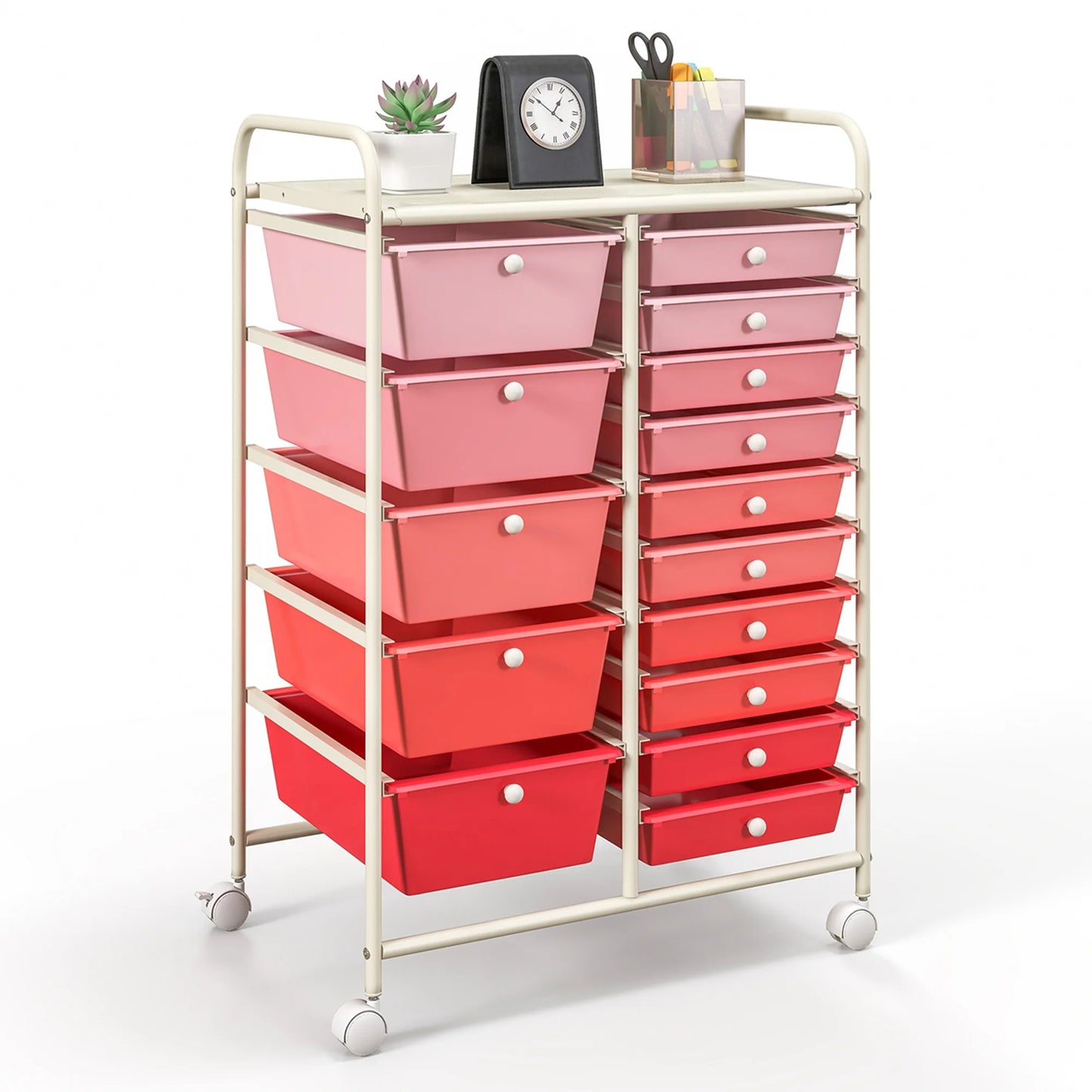 15 Drawer Rolling Storage Cart Tools Scrapbook Paper Office School Organizer Multi-Color