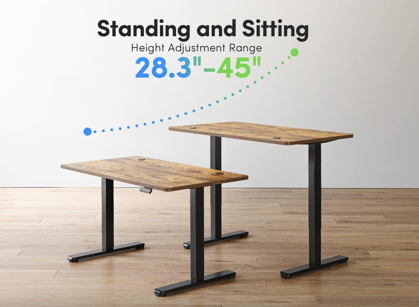 Electric Standing Desk, 55 X 24 Inches Height Adjustable Stand up Desk, Sit Stand Home Office Desk, Computer Desk, Rustic Brown