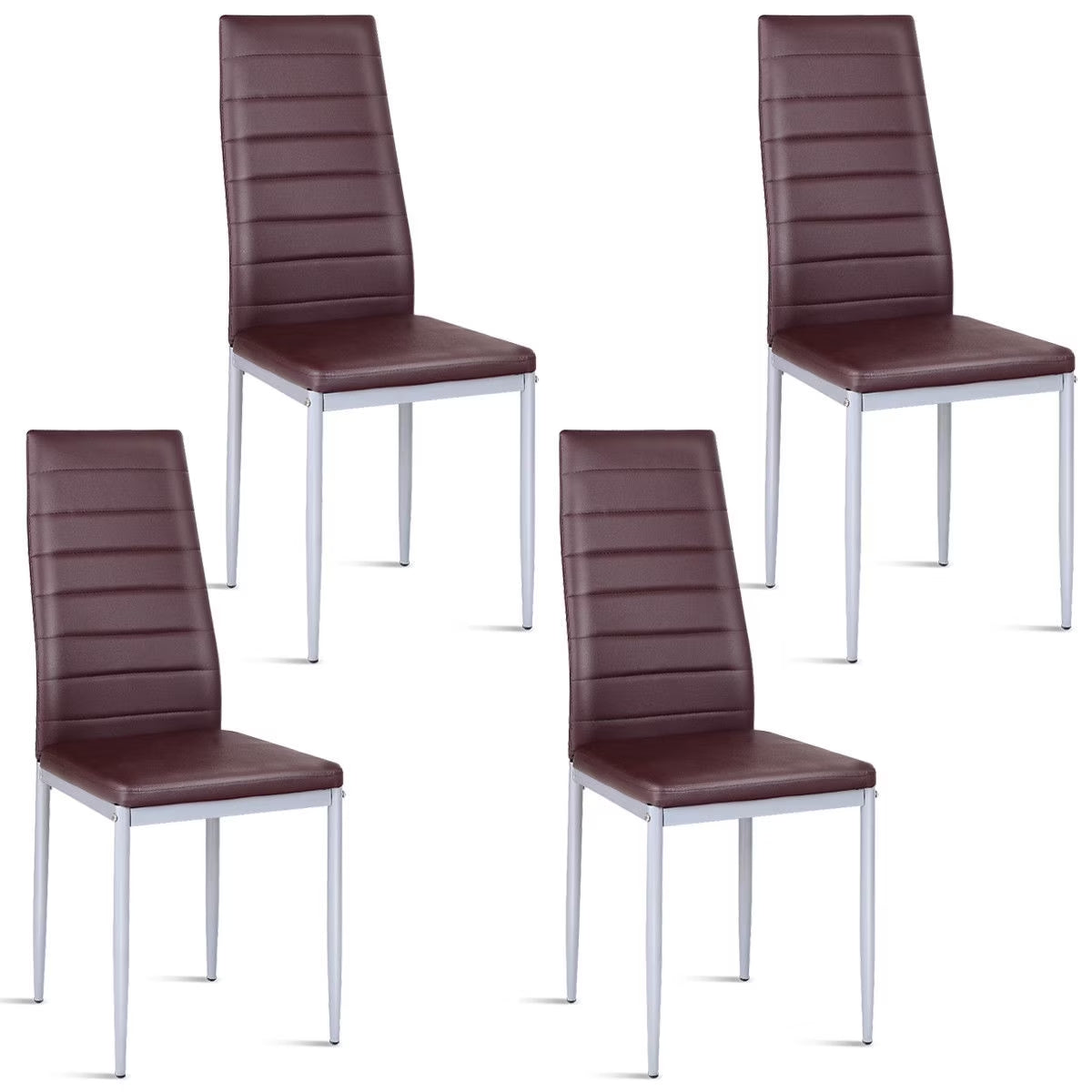 Set of 4 PU Leather Dining Side Chairs Elegant Design Home Furniture White