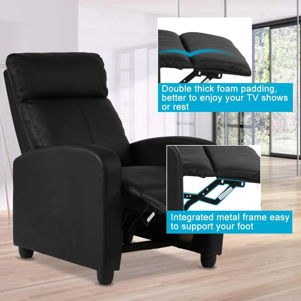 Recliner Chair for Adults Sofa Chair Recliner Massage Recliner Chair Ergonomic Lounge with Remote Control Gaming Recliner Chair Soft Reading Chair Living Room Chair Single Theater Seating Chair, Black