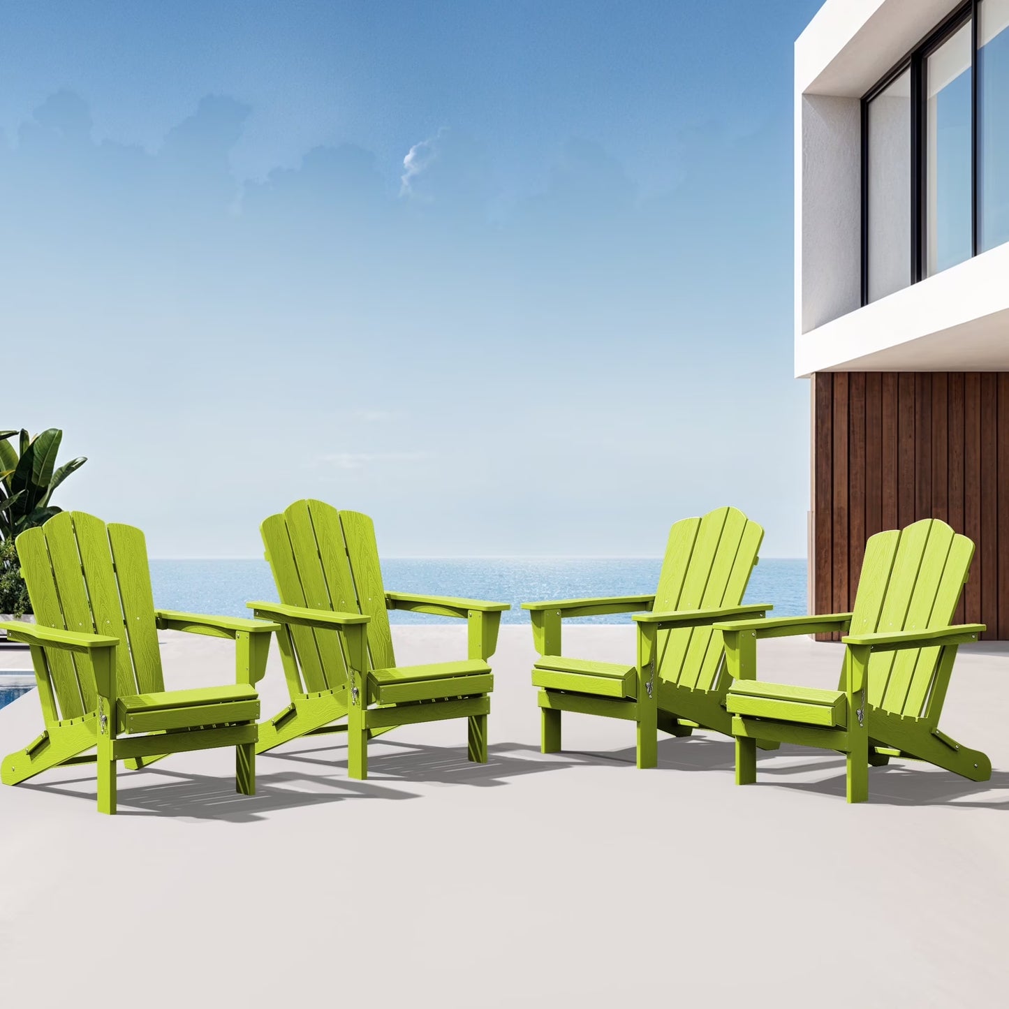 Adirondack Chair, Plastic Folding Outdoor Patio Lawn Chairs, outside HDPE Chairs for Lawn, Yard, Black