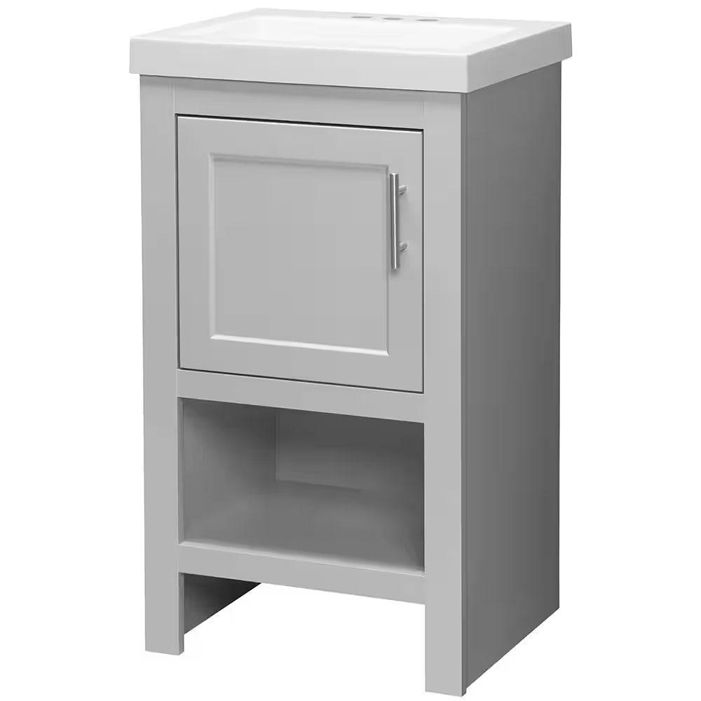 Spa 18.5 In. W X 16.25 In. D X 33.75 In. H Single Sink Bath Vanity in Dove Gray with White Cultured Marble Top
