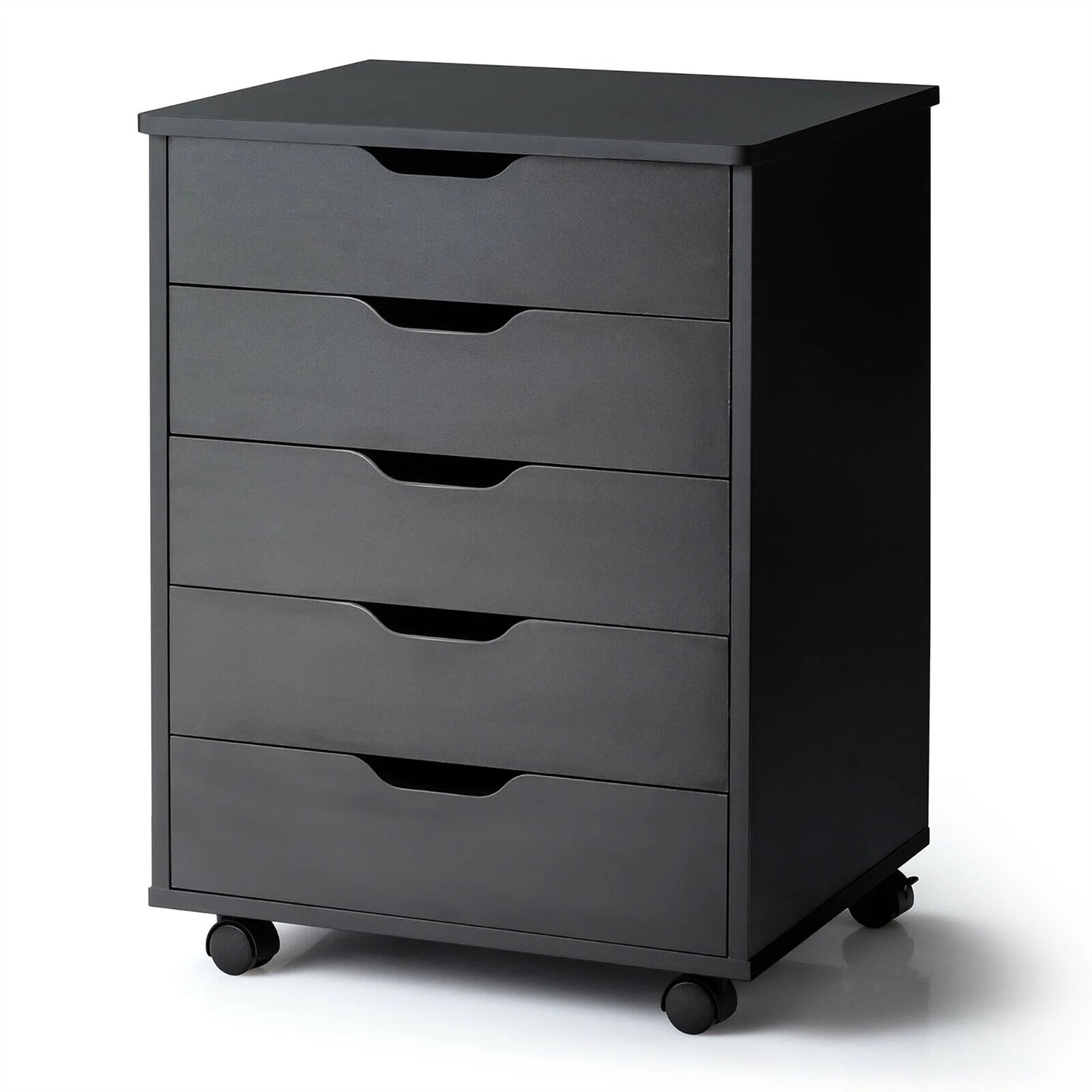 5 Drawer Chest Storage Dresser Floor Cabinet Organizer with Wheels Black