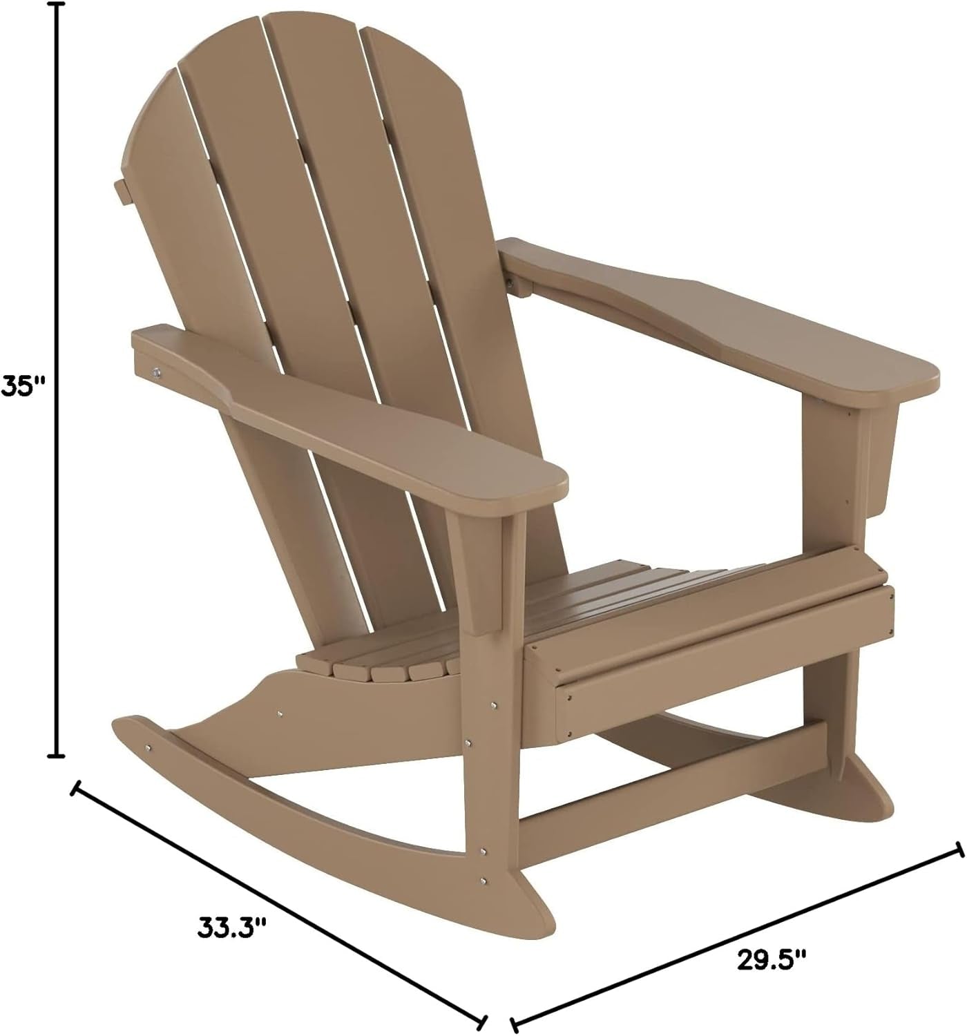 WO Home Furniture Patio Rocking Chair Classic Outdoor HDPE UV Weather Resistant (Weathered Wood)