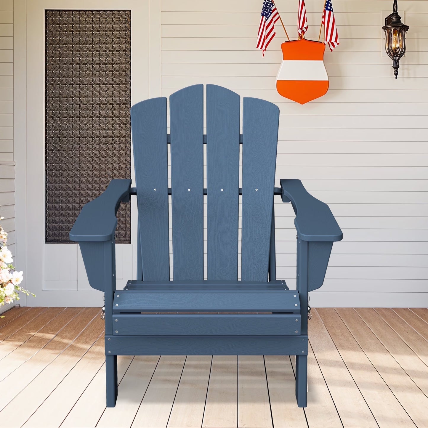 Adirondack Chair, Plastic Folding Outdoor Patio Lawn Chairs, outside HDPE Chairs for Lawn, Yard, Black