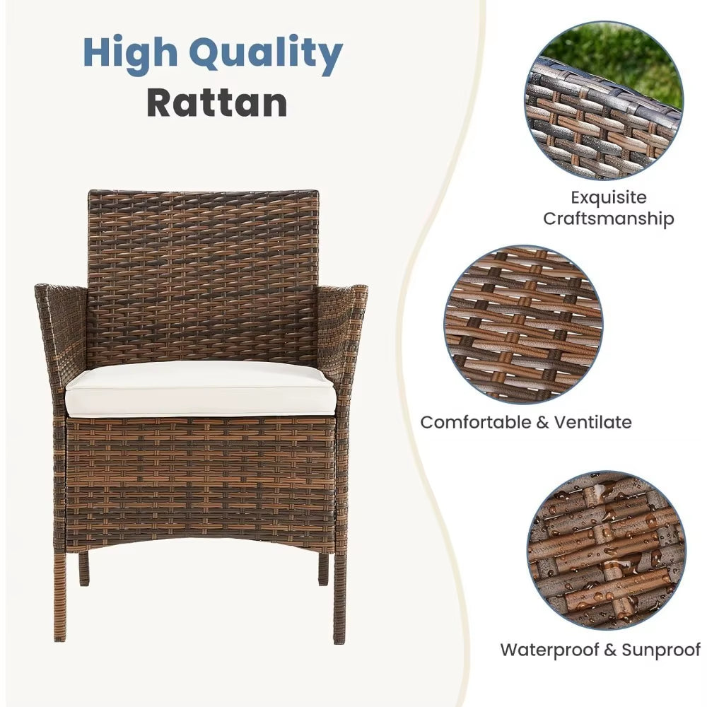 Patio Furniture Set 4 Pieces,Outdoor Wicker Furniture with Coffee Table, Modern Rattan Patio Chairs Conversation Sets - Hot Sale