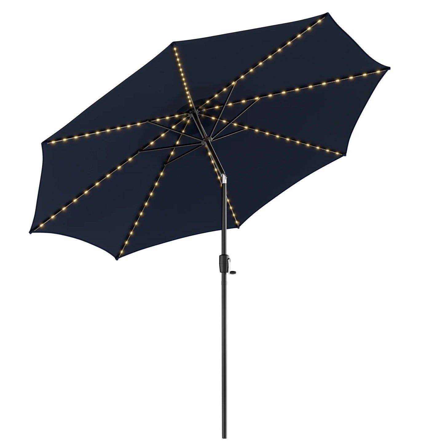 10' Navy round Market Patio Umbrellas, Solar Lighted