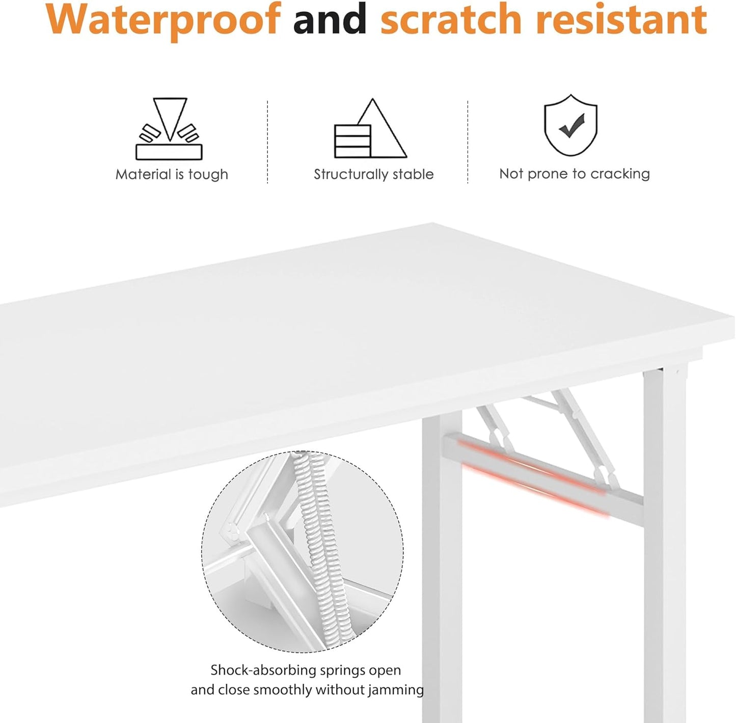 Computer Desk 62 Inches Office Desk Computer Table Study Writing Desk Workstation for Home Office Metal Frame No Install Needed White and White