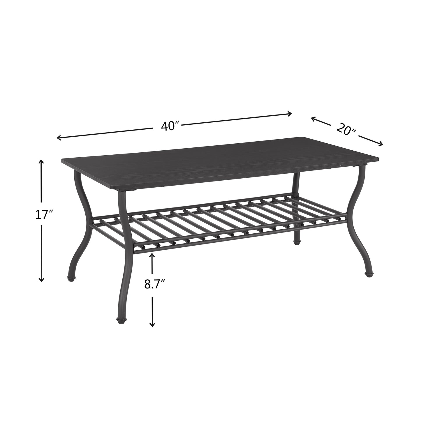 3 Piece Coffee Table Set,With 1 Coffee Table & 2 End Side Table,For Living Room,Metal+Wood