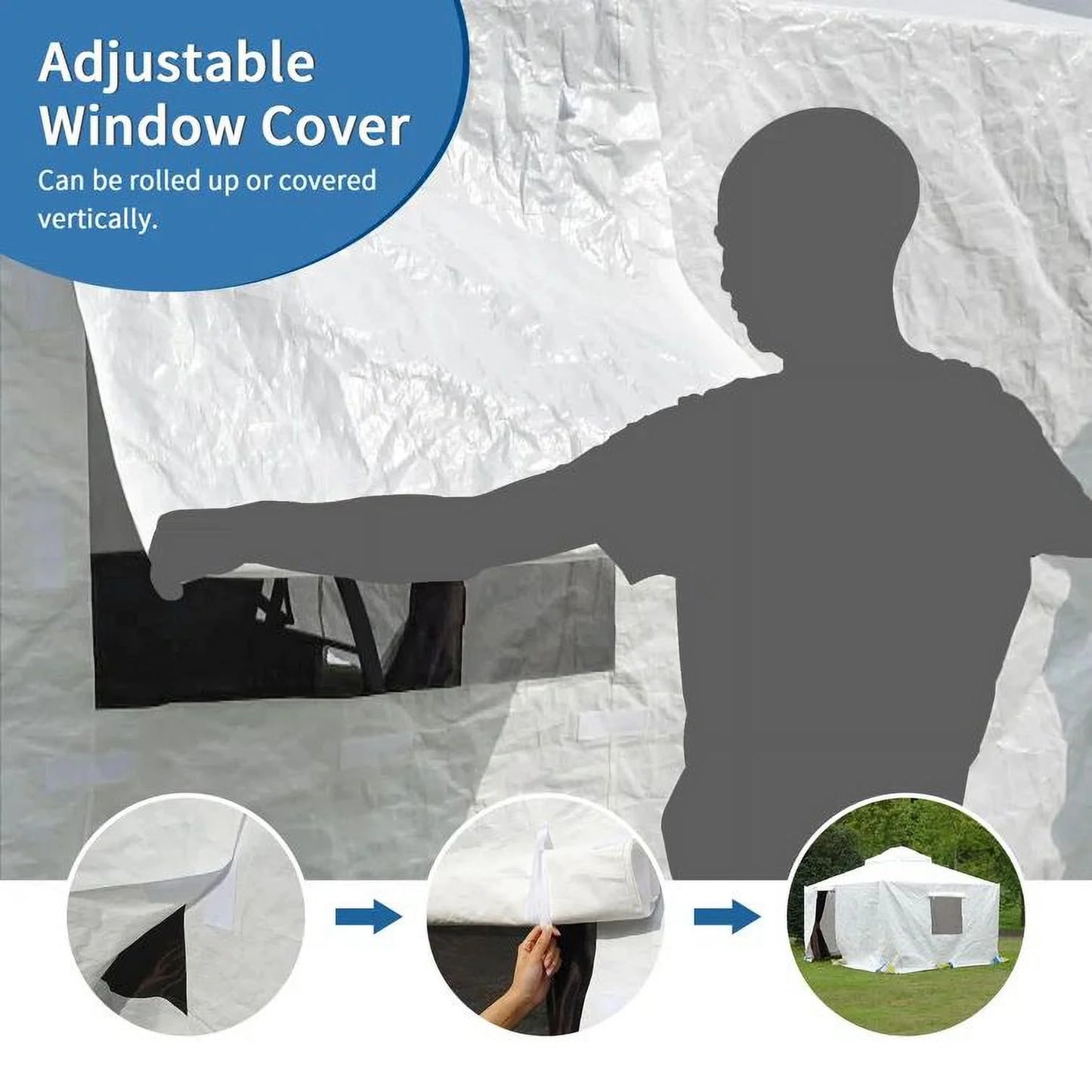 Gazebo Accessories 12' X 12' Double Roof Universal Winter Gazebo Cover for Hardtop Gazebos,Enclosed Cover with Sidewalls and Mesh Windows Waterproof (White) by