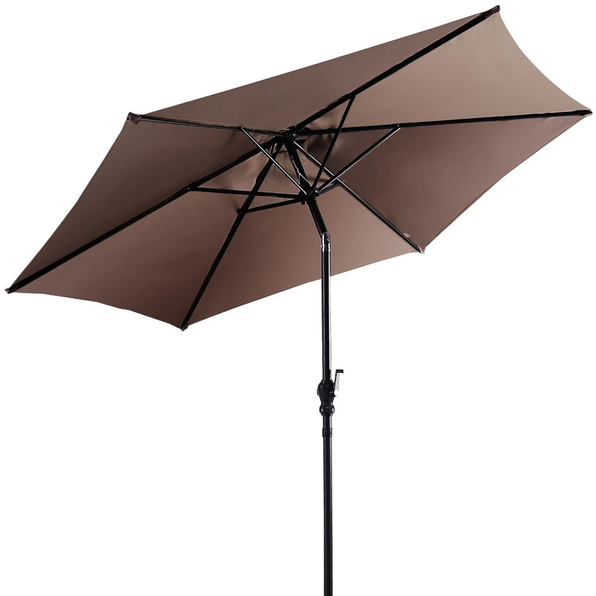 9Ft Patio Umbrella Patio Market Steel Tilt W/ Crank Outdoor Yard Garden (Tan)