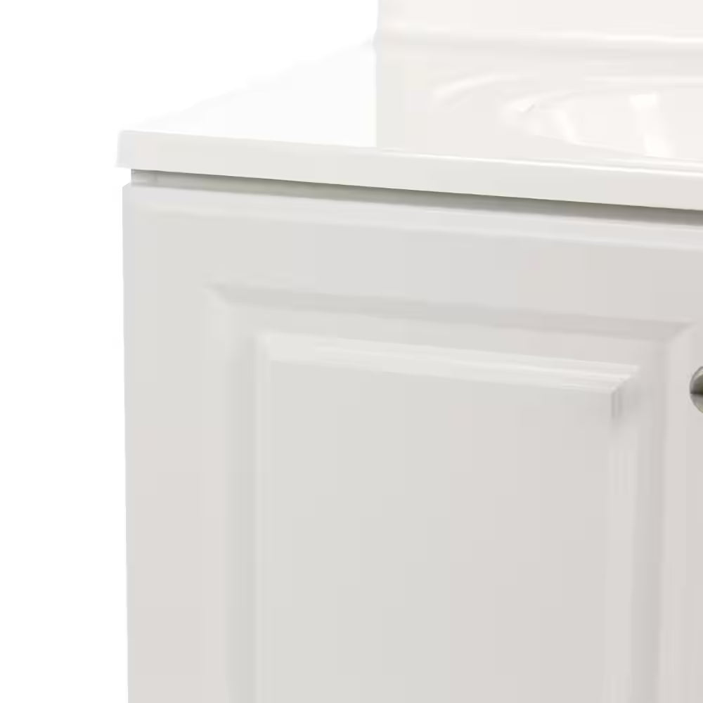 31 In. Single Sink White Bath Vanity with White Cultured Marble Top (Assembled)