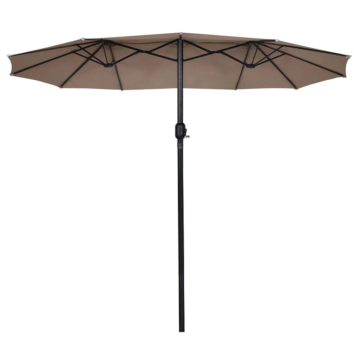 15' Market Outdoor Umbrella Double-Sided Twin Patio Umbrella with Crank Tan